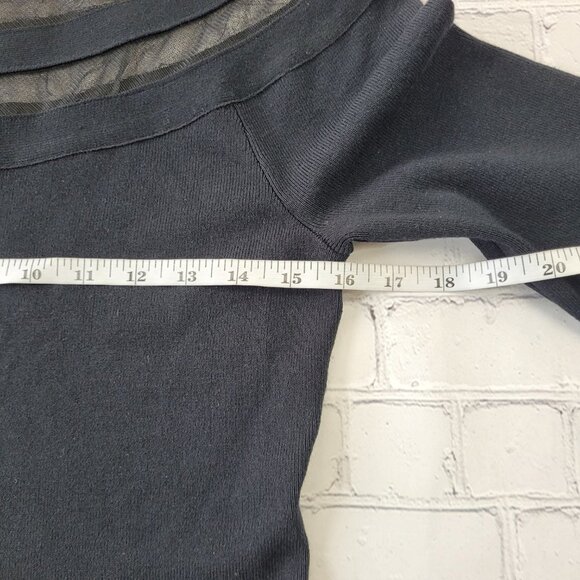 NWT INC International Concept Black boat neck sweater top with mesh detail M - Picture 10 of 11